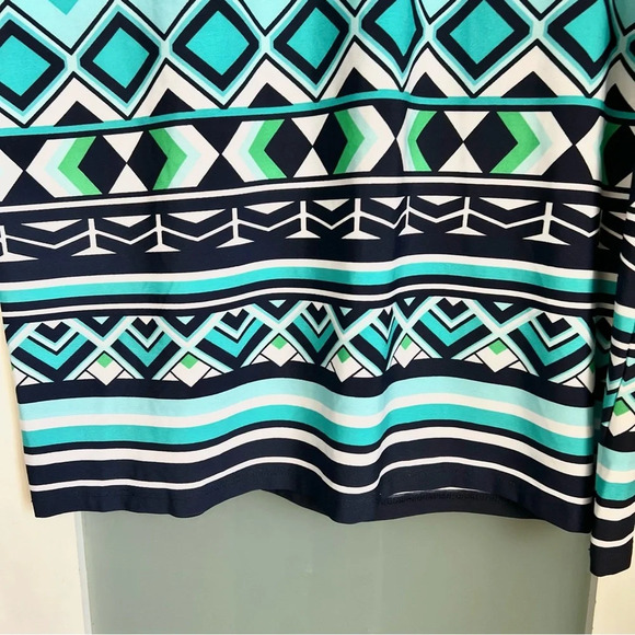 NWT Signature Camryn Dress Geometric Turquoise Navy Green Sheath Petite Size 14P - Picture 5 of 16